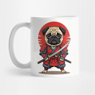 Red Pug Samurai Funny Pug Mug